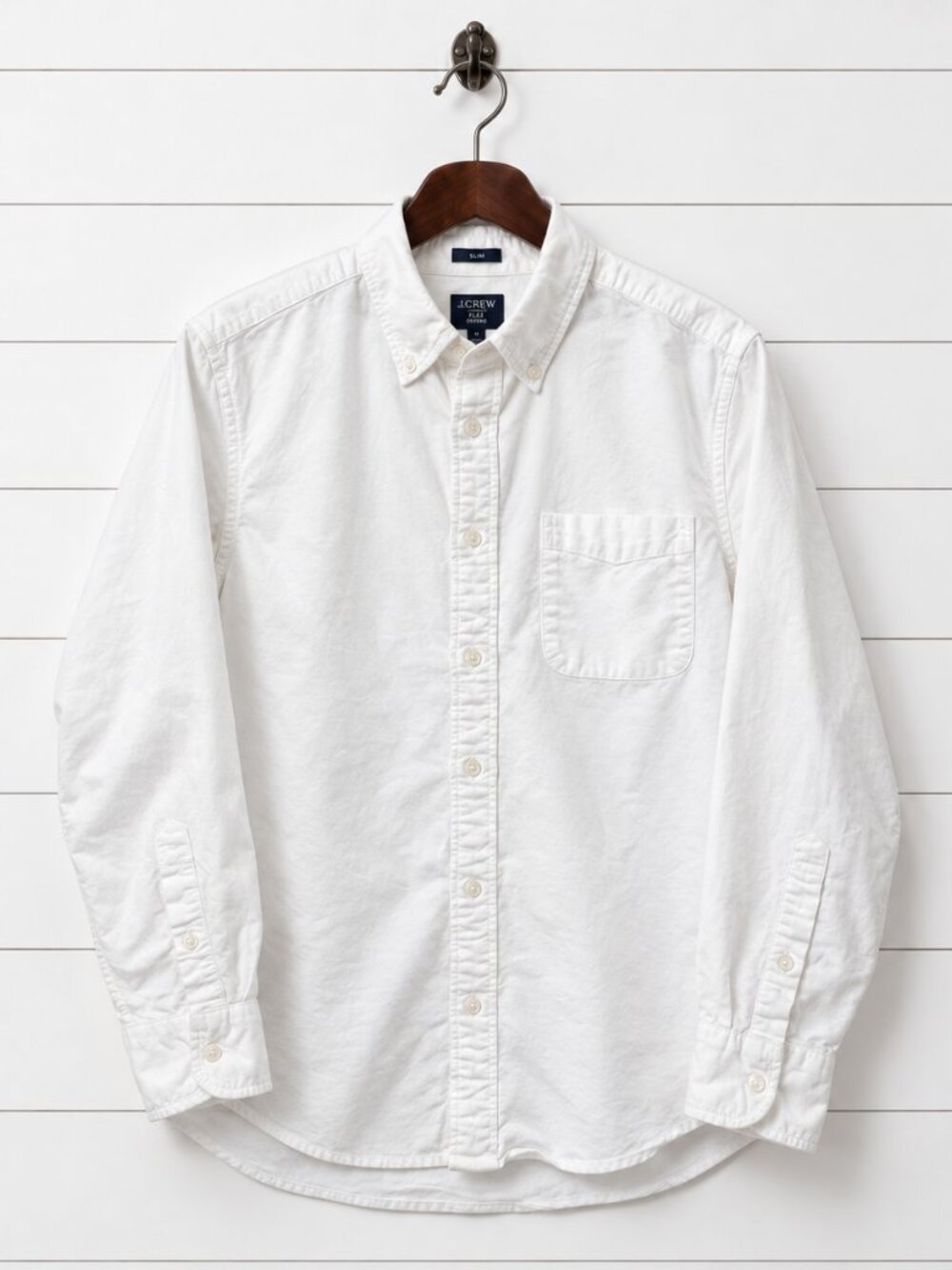 J.Crew Men’s M White Flex Oxford Button-Down Shirt Slim Fit Preppy